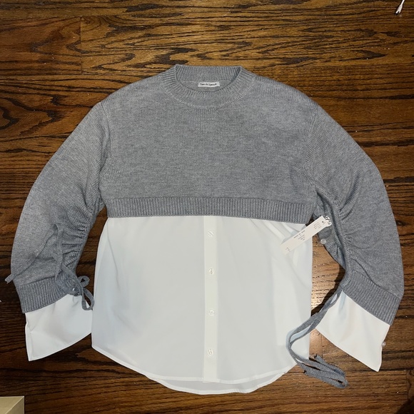 MIXED MEDIA SWEATER TWOFER;  Size Small NWT - Picture 3 of 4